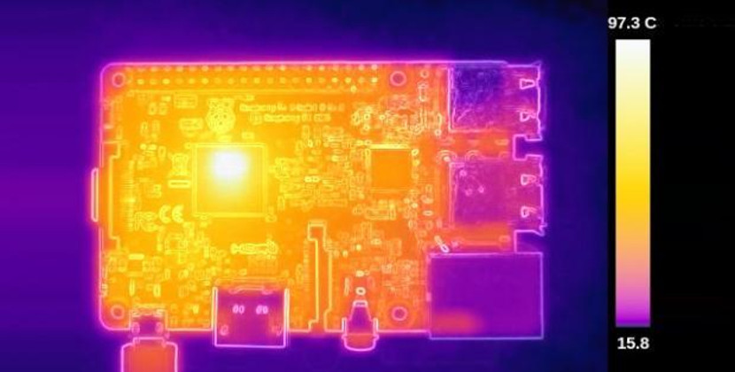 Fotografía de Raspberry PI tomada con una cámara térmica (HWlibre.com)